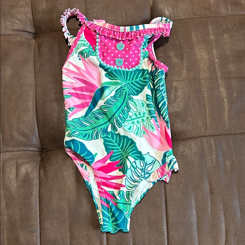 Matilda Jane Pink and Green Tropical Kids One Piece